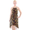 Leopard Skin Texture, Macro, Brown High-Low Halter Chiffon Dress  View1