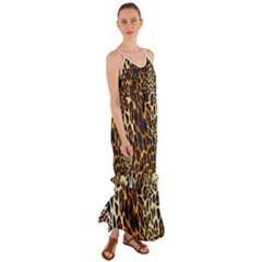 Leopard Skin Texture, Macro, Brown Cami Maxi Ruffle Chiffon Dress