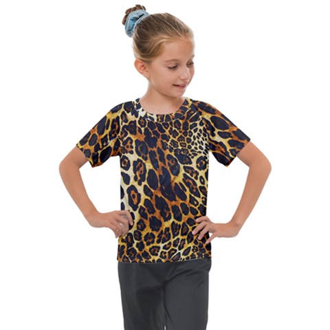 Leopard Skin Texture, Macro, Brown Kids  Mesh Piece T-shirt by kyorashop23