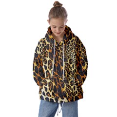 Leopard Skin Texture, Macro, Brown Kids  Oversized Hoodie