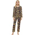 Leopard Skin Texture, Macro, Brown Womens  Long Sleeve Velvet Pocket Pajamas Set View1