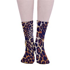 Leopard Skin Texture, Macro, Brown Smooth Crew Length Tube Socks by kyorashop23