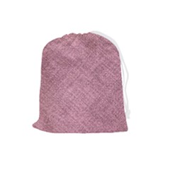 Pink Fabric Texture, Knitted Pink Texture, Drawstring Pouch (large) by kyorashop23