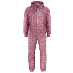 Pink Fabric Texture, Knitted Pink Texture, Hooded Jumpsuit (men)