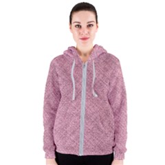 Pink Fabric Texture, Knitted Pink Texture, Women s Zipper Hoodie