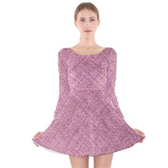 Pink Fabric Texture, Knitted Pink Texture, Long Sleeve Velvet Skater Dress