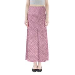 Pink Fabric Texture, Knitted Pink Texture, Full Length Maxi Skirt by kyorashop23