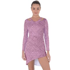 Pink Fabric Texture, Knitted Pink Texture, Asymmetric Cut-out Shift Dress by kyorashop23