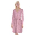 Pink Fabric Texture, Knitted Pink Texture, Long Sleeve Velvet Front Wrap Dress View1