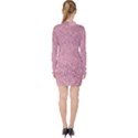 Pink Fabric Texture, Knitted Pink Texture, V-neck Bodycon Long Sleeve Dress View2