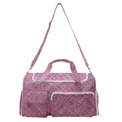 Pink Fabric Texture, Knitted Pink Texture, Sports Gym Duffle Bag With Shoe Compartment by kyorashop23