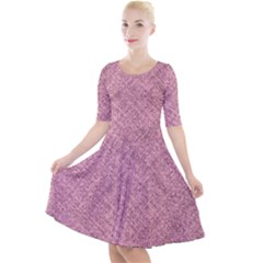 Pink Fabric Texture, Knitted Pink Texture, Quarter Sleeve A-line Dress With Pockets by kyorashop23