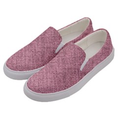 Pink Fabric Texture, Knitted Pink Texture, Men s Canvas Slip Ons by kyorashop23