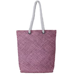 Pink Fabric Texture, Knitted Pink Texture, Full Print Rope Handle Tote (small) by kyorashop23