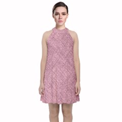 Pink Fabric Texture, Knitted Pink Texture, Velvet Halter Neckline Dress 