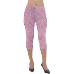 Pink Fabric Texture, Knitted Pink Texture, Lightweight Velour Capri Leggings  by kyorashop23