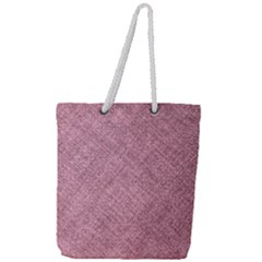 Pink Fabric Texture, Knitted Pink Texture, Full Print Rope Handle Tote (large) by kyorashop23