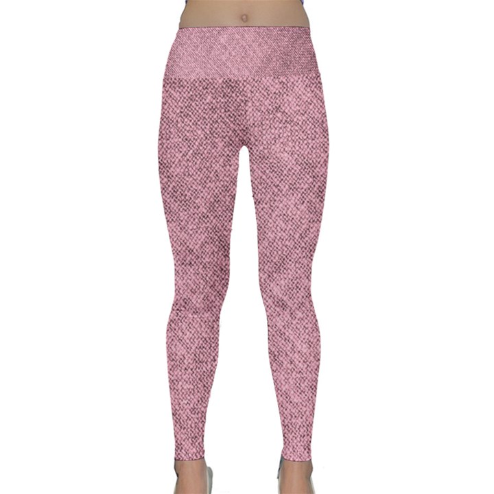 Pink Fabric Texture, Knitted Pink Texture, Lightweight Velour Classic Yoga Leggings