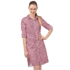 Pink Fabric Texture, Knitted Pink Texture, Long Sleeve Mini Shirt Dress