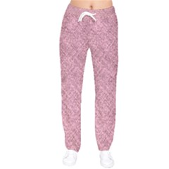 Pink Fabric Texture, Knitted Pink Texture, Women Velvet Drawstring Pants