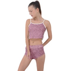 Pink Fabric Texture, Knitted Pink Texture, Summer Cropped Co-ord Set by kyorashop23