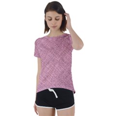 Pink Fabric Texture, Knitted Pink Texture, Short Sleeve Open Back T-shirt by kyorashop23