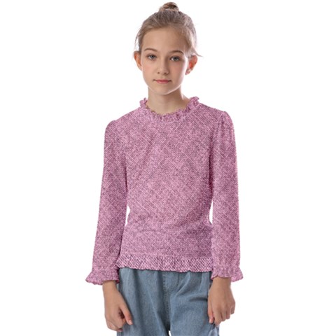 Pink Fabric Texture, Knitted Pink Texture, Kids  Frill Detail T-shirt by kyorashop23