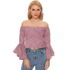 Pink Fabric Texture, Knitted Pink Texture, Off Shoulder Flutter Bell Sleeve Top