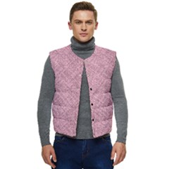 Pink Fabric Texture, Knitted Pink Texture, Men s Button Up Puffer Vest	