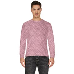 Pink Fabric Texture, Knitted Pink Texture, Men s Fleece Sweatshirt