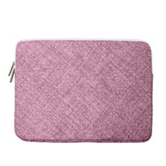 Pink Fabric Texture, Knitted Pink Texture, 14  Vertical Laptop Sleeve Case With Pocket by kyorashop23