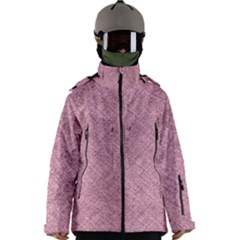 Pink Fabric Texture, Knitted Pink Texture, Men s Zip Ski And Snowboard Waterproof Breathable Jacket by kyorashop23