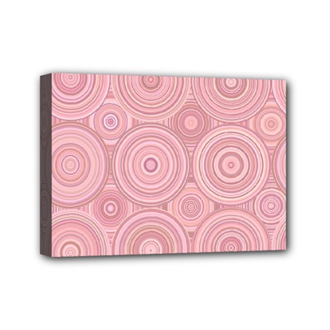 Pink Retro Texture With Circles, Retro Circles Background, Mini Canvas 7  X 5  (stretched)