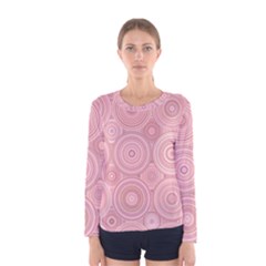 Pink Retro Texture With Circles, Retro Circles Background, Women s Long Sleeve T-shirt