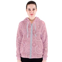 Pink Retro Texture With Circles, Retro Circles Background, Women s Zipper Hoodie