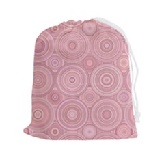 Pink Retro Texture With Circles, Retro Circles Background, Drawstring Pouch (2xl) by kyorashop23