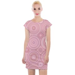 Pink Retro Texture With Circles, Retro Circles Background, Cap Sleeve Bodycon Dress