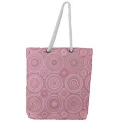 Pink Retro Texture With Circles, Retro Circles Background, Full Print Rope Handle Tote (large) by kyorashop23