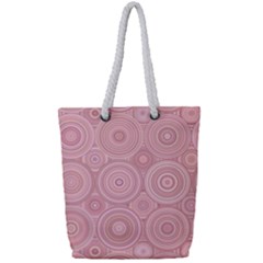 Pink Retro Texture With Circles, Retro Circles Background, Full Print Rope Handle Tote (small) by kyorashop23