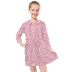 Pink Retro Texture With Circles, Retro Circles Background, Kids  Quarter Sleeve Shirt Dress by kyorashop23