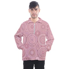 Pink Retro Texture With Circles, Retro Circles Background, Men s Half Zip Pullover