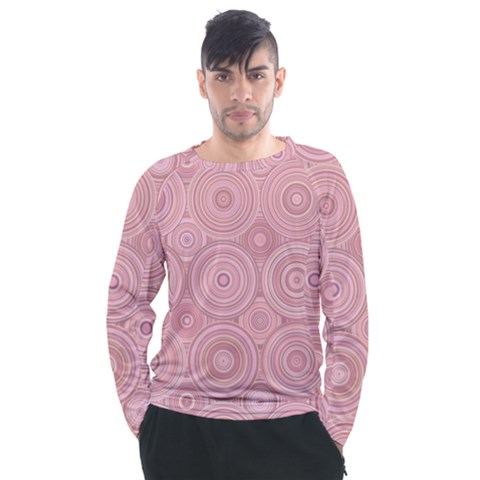 Pink Retro Texture With Circles, Retro Circles Background, Men s Long Sleeve Raglan T-shirt by kyorashop23