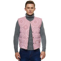 Pink Retro Texture With Circles, Retro Circles Background, Men s Button Up Puffer Vest	