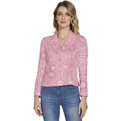 Pink Retro Texture With Circles, Retro Circles Background, Women s Long Sleeve Revers Collar Cropped Jacket