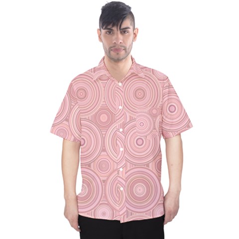 Pink Retro Texture With Circles, Retro Circles Background, Men s Hawaii Shirt by kyorashop23