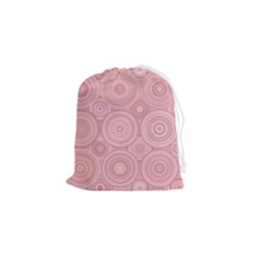 Pink Retro Texture With Circles, Retro Circles Background, Drawstring Pouch (small) by kyorashop23