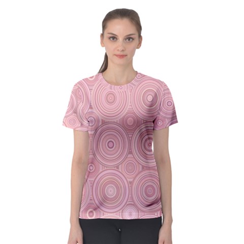 Pink Retro Texture With Circles, Retro Circles Background, Women s Sport Mesh T-shirt by kyorashop23