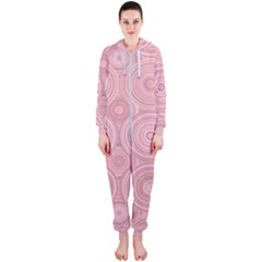 Pink Retro Texture With Circles, Retro Circles Background, Hooded Jumpsuit (ladies)