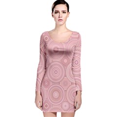 Pink Retro Texture With Circles, Retro Circles Background, Long Sleeve Velvet Bodycon Dress