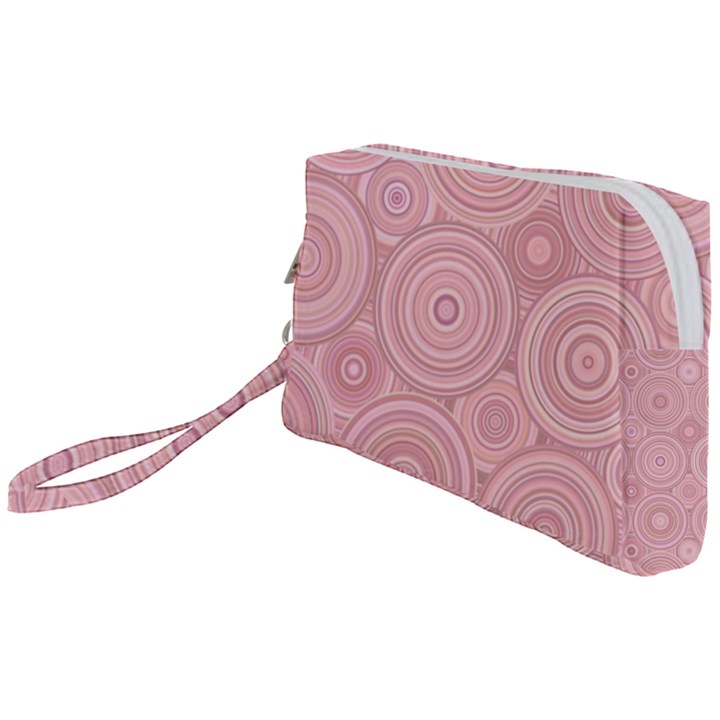 Pink Retro Texture With Circles, Retro Circles Background, Wristlet Pouch Bag (Small)